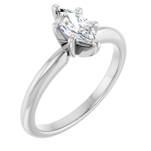 MICHEL Solitaire Marquise Engagement Ring with Knife Edge Band - Platinum - View 1