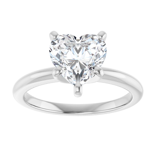 MICHEL Solitaire Heart Engagement Ring with Knife Edge Band - Platinum - View 3