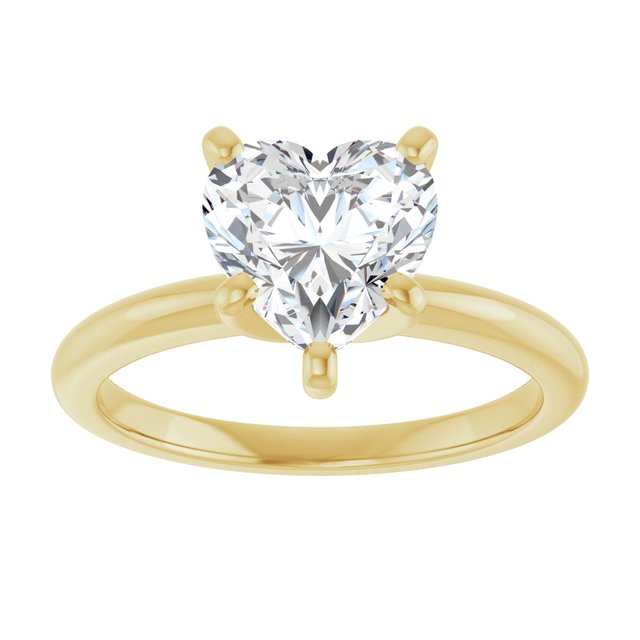 MICHEL Solitaire Heart Engagement Ring with Knife Edge Band - 18K Yellow Gold - View 3