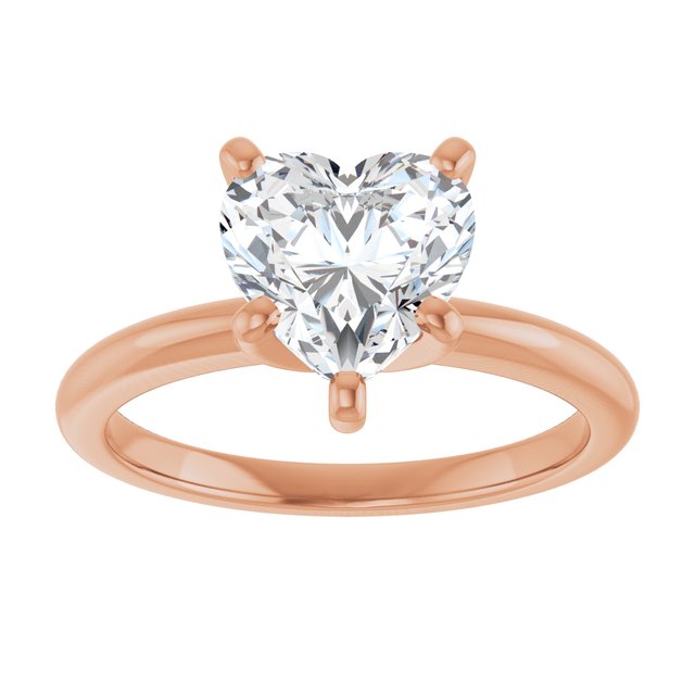 MICHEL Solitaire Heart Engagement Ring with Knife Edge Band - 18K Rose Gold - View 3