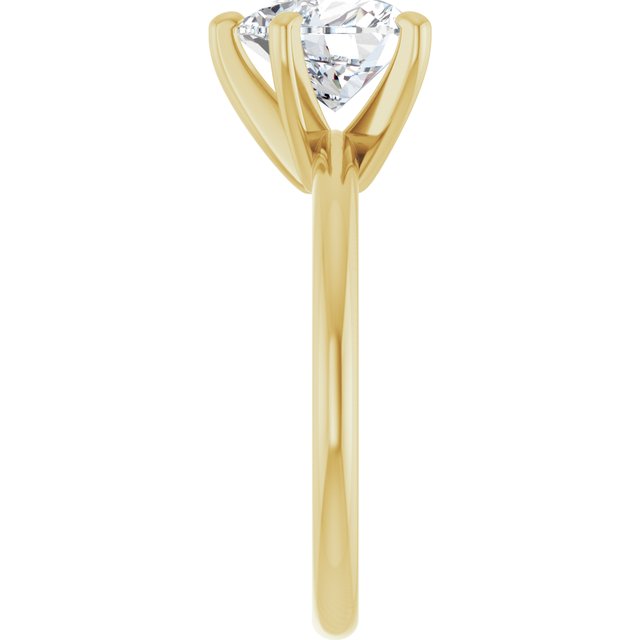MICHEL Solitaire Heart Engagement Ring with Knife Edge Band - 18K Yellow Gold - View 4