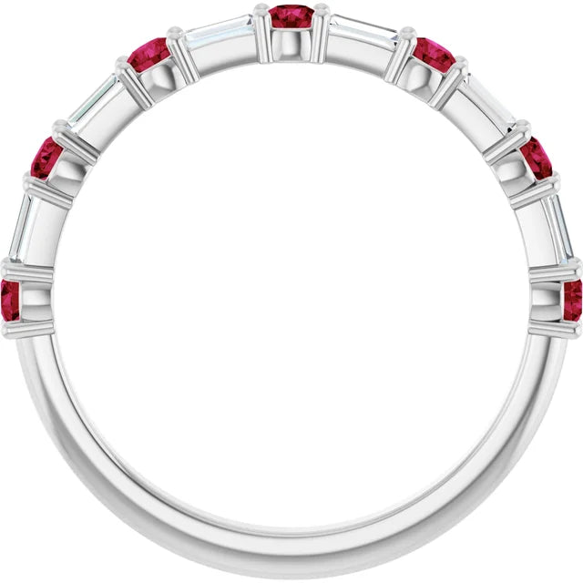 SEQUENCE Baguette and round diamond and gemstone band