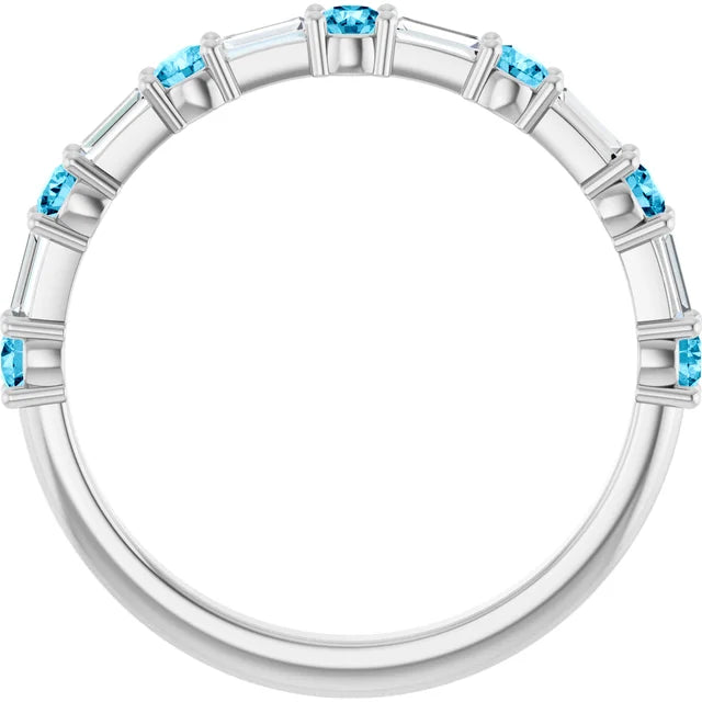 SEQUENCE Baguette and round diamond and gemstone band
