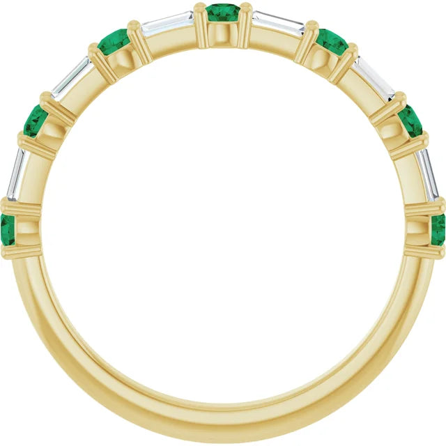SEQUENCE Baguette and round diamond and gemstone band