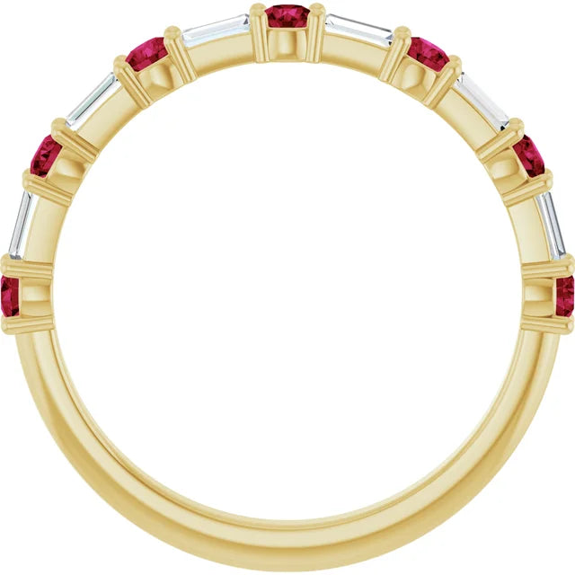 SEQUENCE Baguette and round diamond and gemstone band