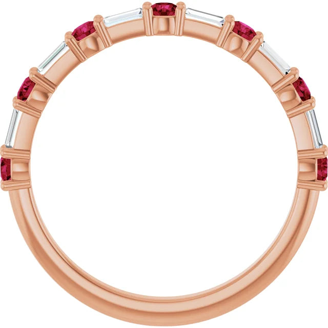 SEQUENCE Baguette and round diamond and gemstone band