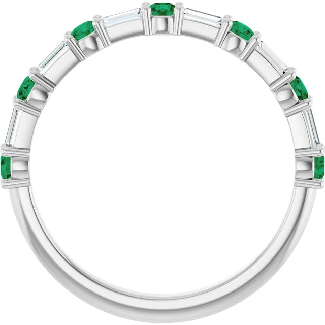 SEQUENCE Baguette and round diamond and gemstone band