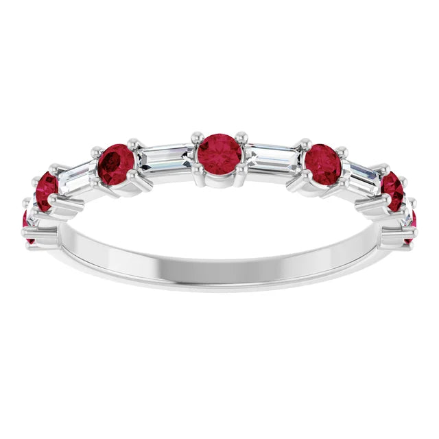 SEQUENCE Baguette and round diamond and gemstone band
