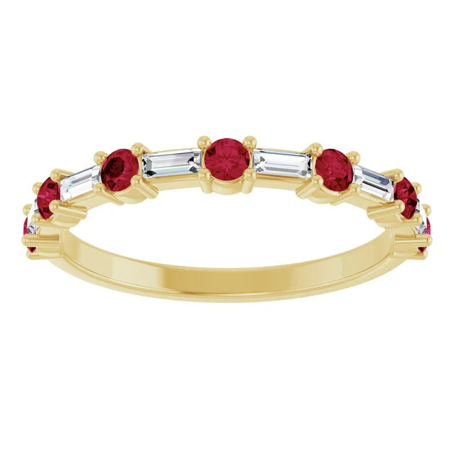 SEQUENCE Baguette and round diamond and gemstone band