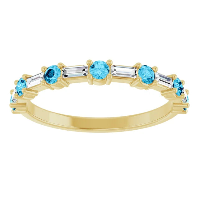 SEQUENCE Baguette and round diamond and gemstone band