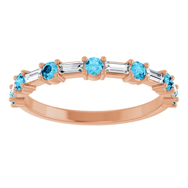 SEQUENCE Baguette and round diamond and gemstone band