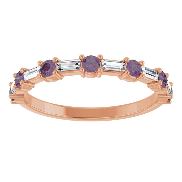 SEQUENCE Baguette and round diamond and gemstone band