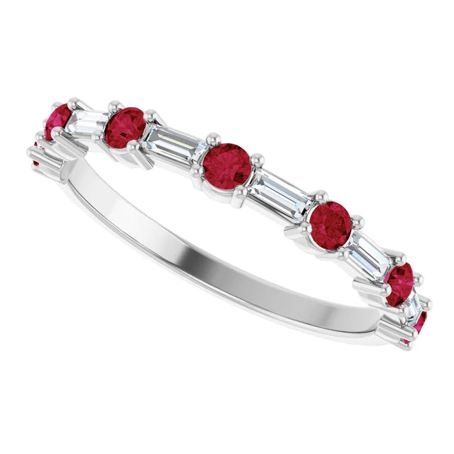 SEQUENCE Baguette and round diamond and gemstone band