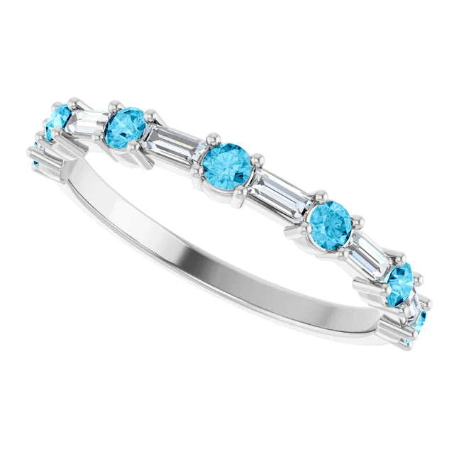 SEQUENCE Baguette and round diamond and gemstone band
