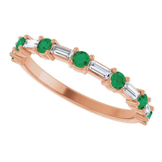 SEQUENCE Baguette and round diamond and gemstone band