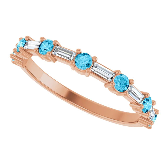 SEQUENCE Baguette and round diamond and gemstone band