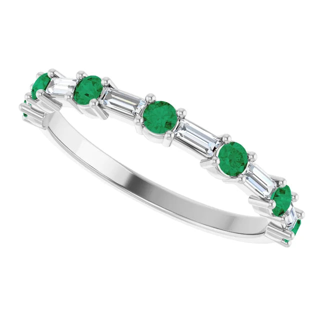 SEQUENCE Baguette and round diamond and gemstone band