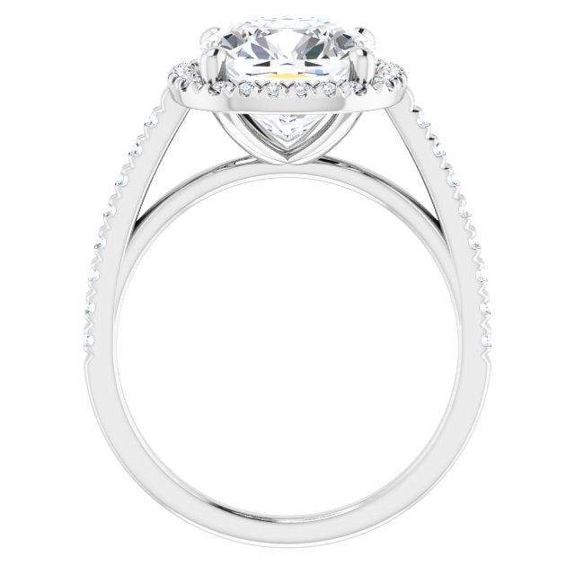 HOPE Halo Cushion Engagement Ring with Shoulder Diamonds - Platinum - View 2