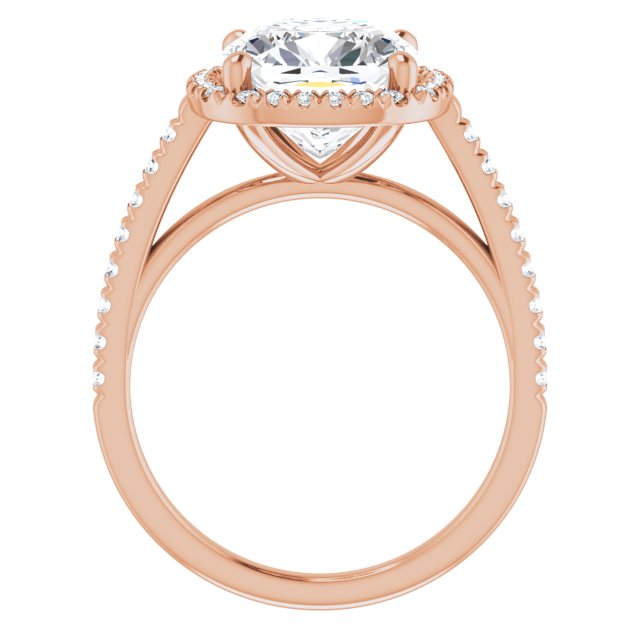 HOPE Halo Cushion Engagement Ring with Shoulder Diamonds - 18K Rose Gold - View 2
