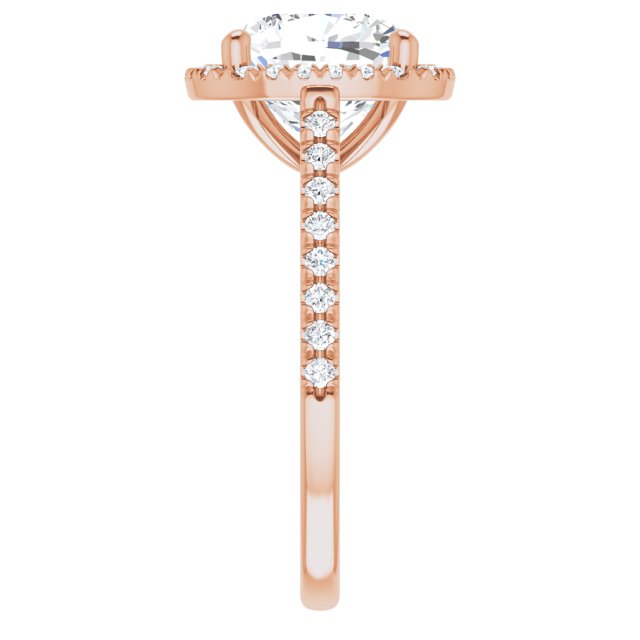 HOPE Halo Cushion Engagement Ring with Shoulder Diamonds - 18K Rose Gold - View 4