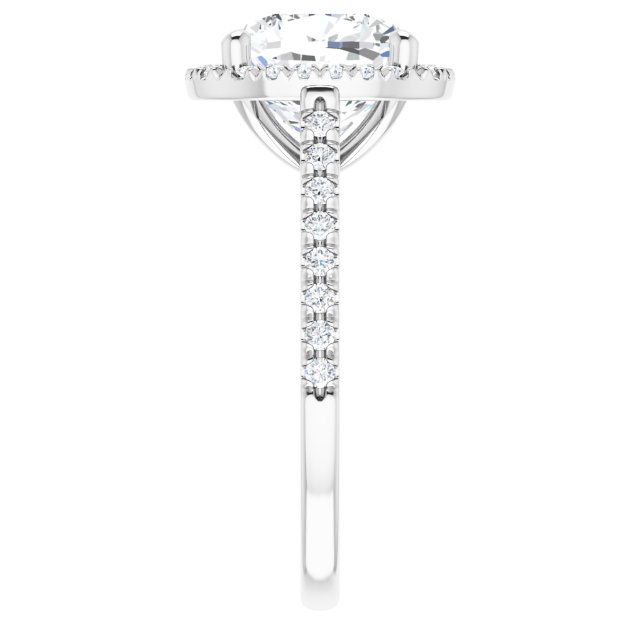HOPE Halo Cushion Engagement Ring with Shoulder Diamonds - Platinum - View 4