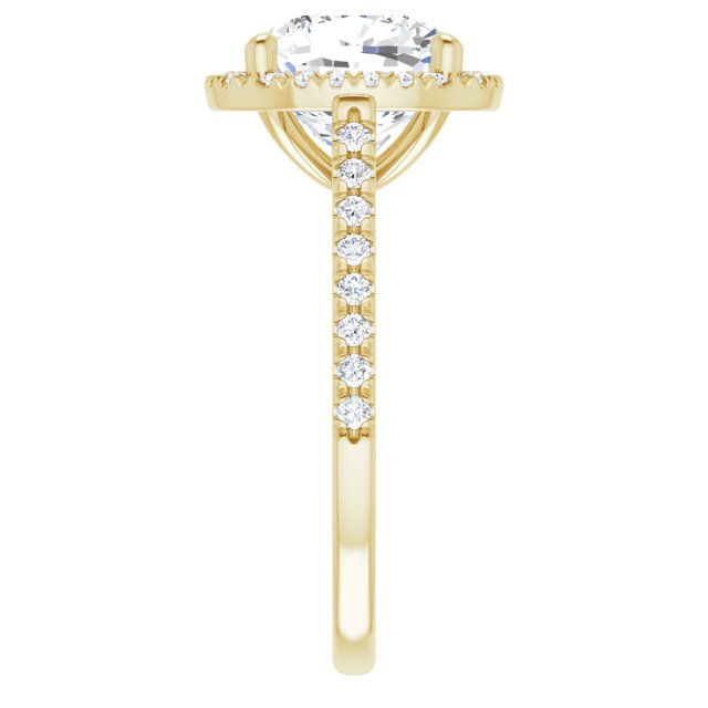 HOPE Halo Cushion Engagement Ring with Shoulder Diamonds - 18K Yellow Gold - View 4