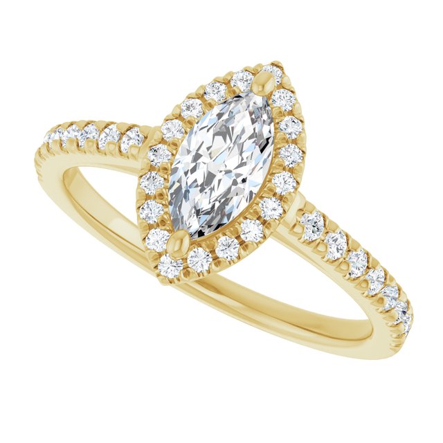 HOPE Halo Marquise Engagement Ring with Shoulder Diamonds - 18K Yellow Gold - View 5