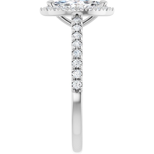 HOPE Halo Marquise Engagement Ring with Shoulder Diamonds - Platinum - View 4