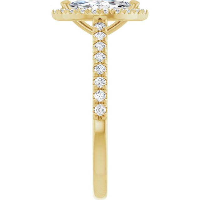 HOPE Halo Marquise Engagement Ring with Shoulder Diamonds - 18K Yellow Gold - View 4