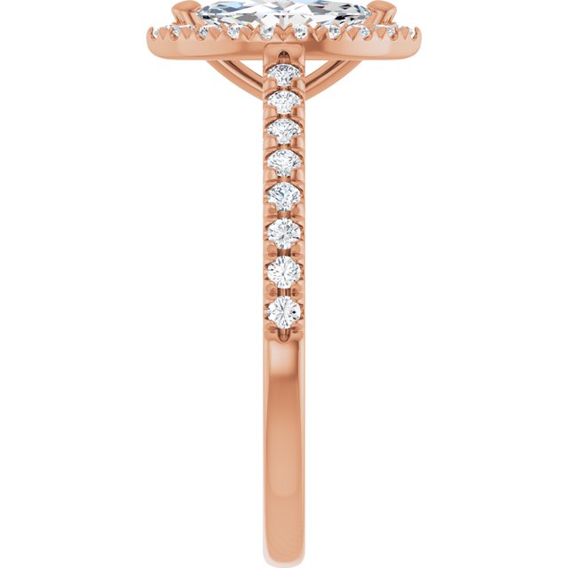 HOPE Halo Marquise Engagement Ring with Shoulder Diamonds - 18K Rose Gold - View 4