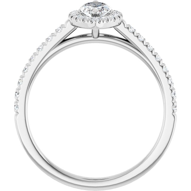HOPE Halo Marquise Engagement Ring with Shoulder Diamonds - Platinum - View 2
