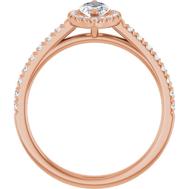 HOPE Halo Marquise Engagement Ring with Shoulder Diamonds - 18K Rose Gold - View 2