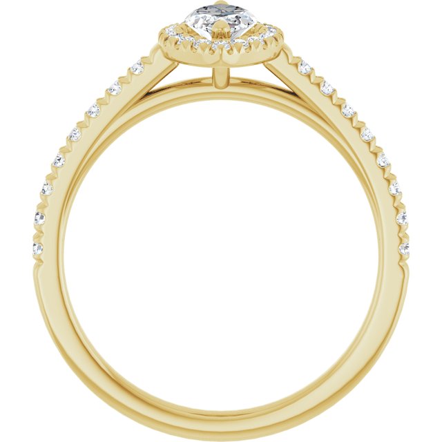 HOPE Halo Marquise Engagement Ring with Shoulder Diamonds - 18K Yellow Gold - View 2