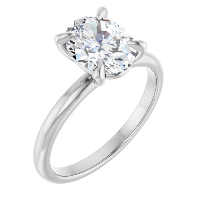 MIA Solitaire Oval Engagement Ring - Platinum - View 1
