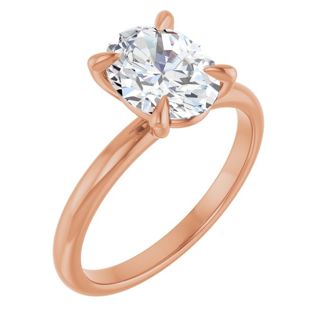 MIA Solitaire Oval Engagement Ring - 18K Rose Gold - View 1