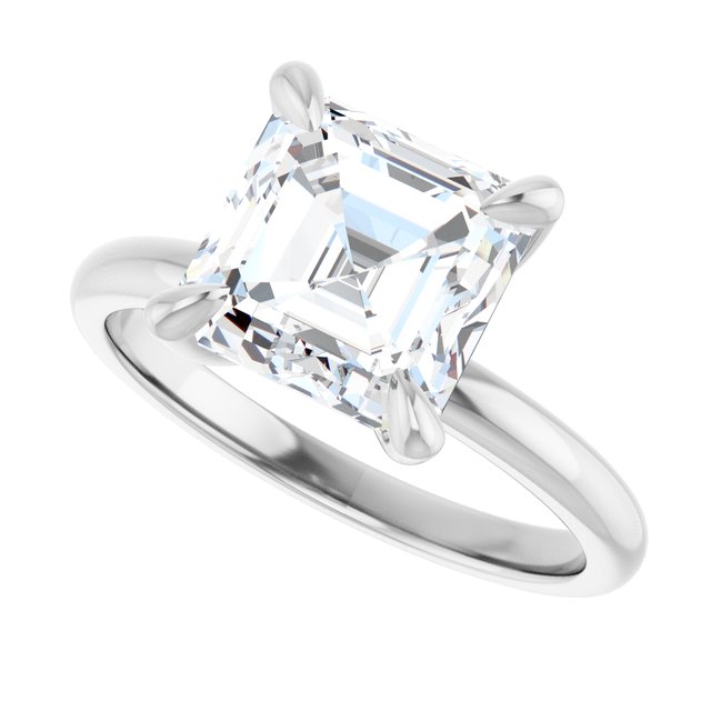 MIA Solitaire Asscher Engagement Ring - Platinum - View 5