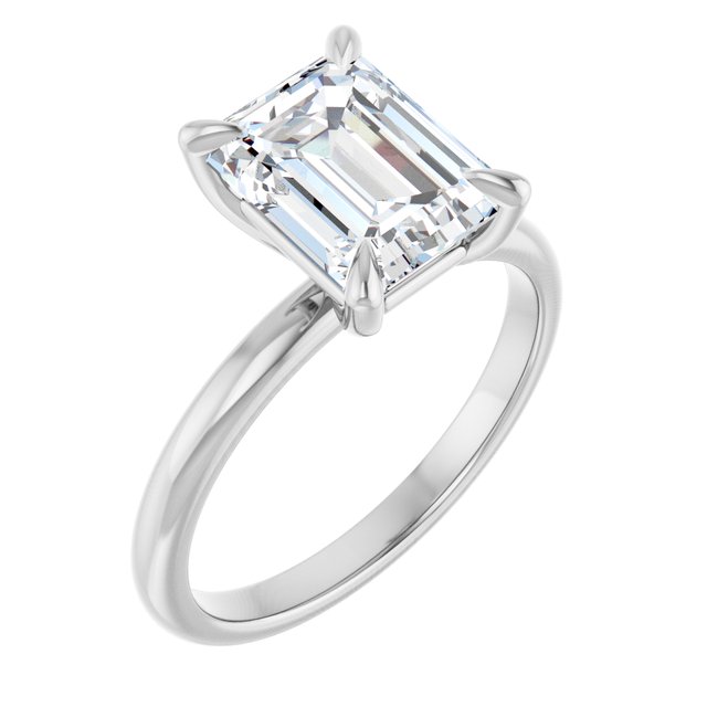 MIA Solitaire Emerald Engagement Ring - Platinum - View 1