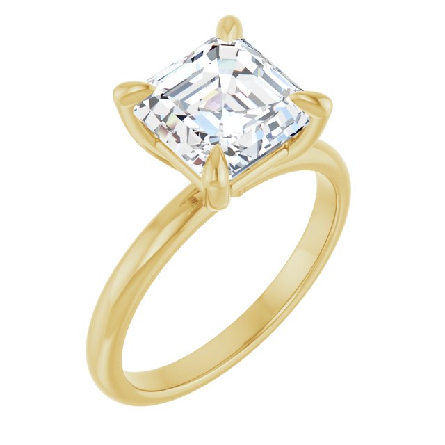 MIA Solitaire Asscher Engagement Ring - 18K Yellow Gold - View 1