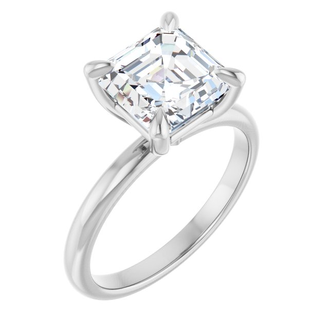 MIA Solitaire Asscher Engagement Ring - Platinum - View 1