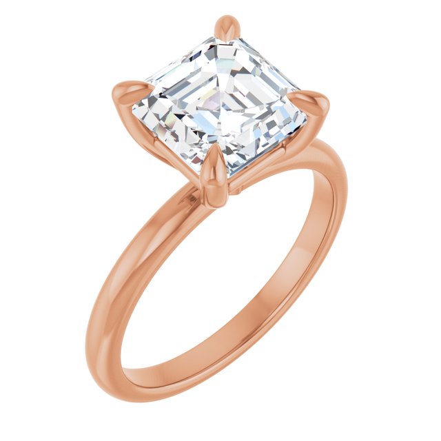 MIA Solitaire Asscher Engagement Ring - 18K Rose Gold - View 1