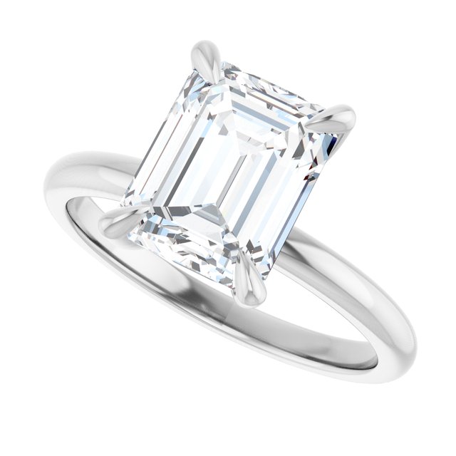 MIA Solitaire Emerald Engagement Ring - Platinum - View 5