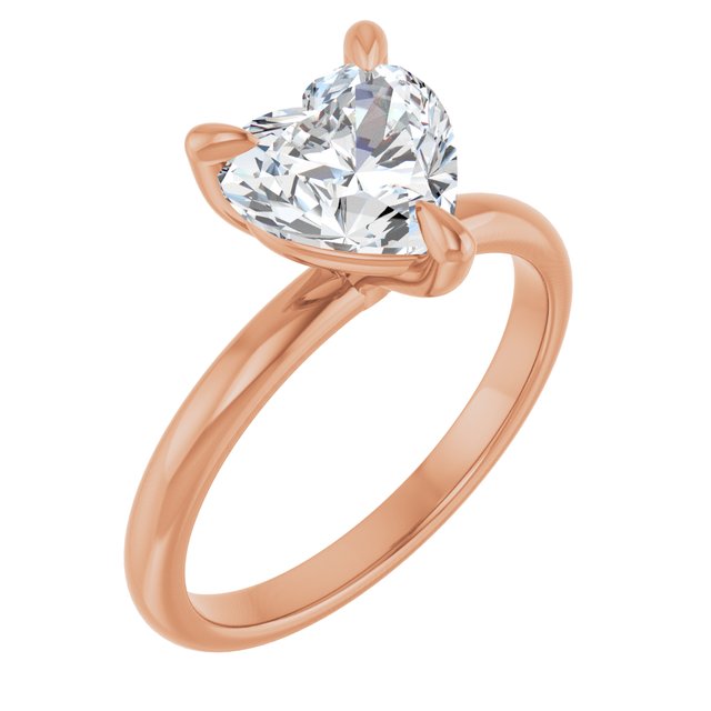 MIA Solitaire Heart Engagement Ring - 18K Rose Gold - View 1