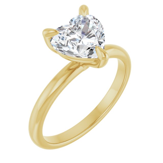MIA Solitaire Heart Engagement Ring - 18K Yellow Gold - View 1