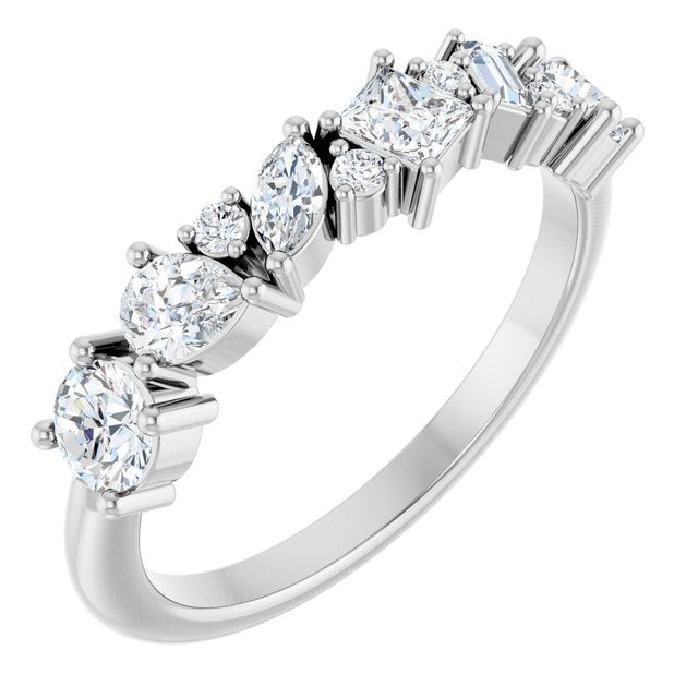 10K White Gold Lab-Grown Diamond 3 X 3 mm HAILEY Claw set Diamond Anniversary Band Jewelry
