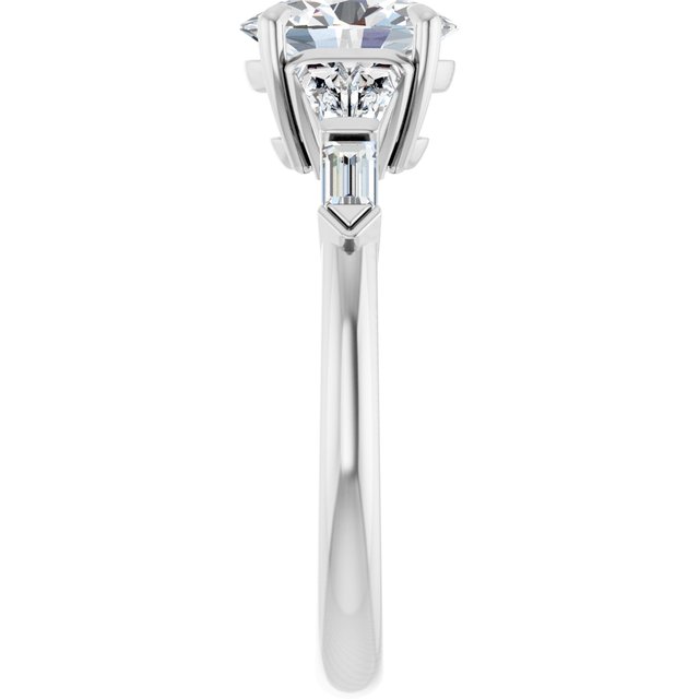 PENELOPE Solitaire Oval Engagement Ring with Tapered & Straight Baguettes - Platinum - View 4