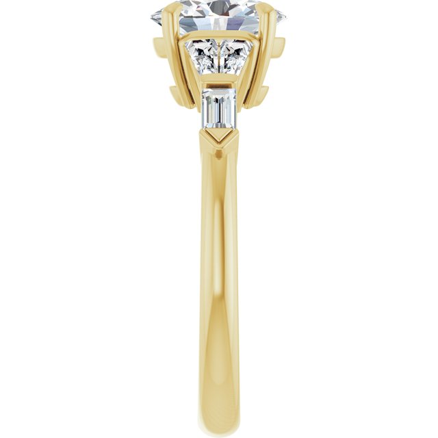 PENELOPE Solitaire Oval Engagement Ring with Tapered & Straight Baguettes - 18K Yellow Gold - View 4