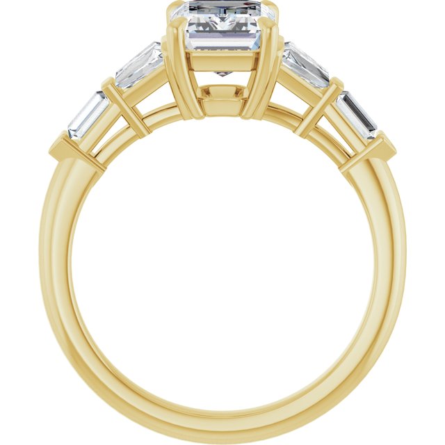 PENELOPE Solitaire Emerald Engagement Ring with Tapered & Straight Baguettes - 18K Yellow Gold - View 2