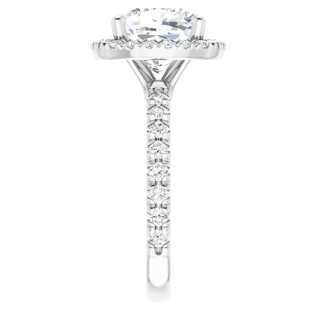 KRISTIANA Halo Cushion Engagement Ring with Shoulder Diamonds - Platinum - View 4