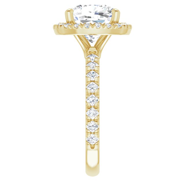 KRISTIANA Halo Cushion Engagement Ring with Shoulder Diamonds - 18K Yellow Gold - View 4