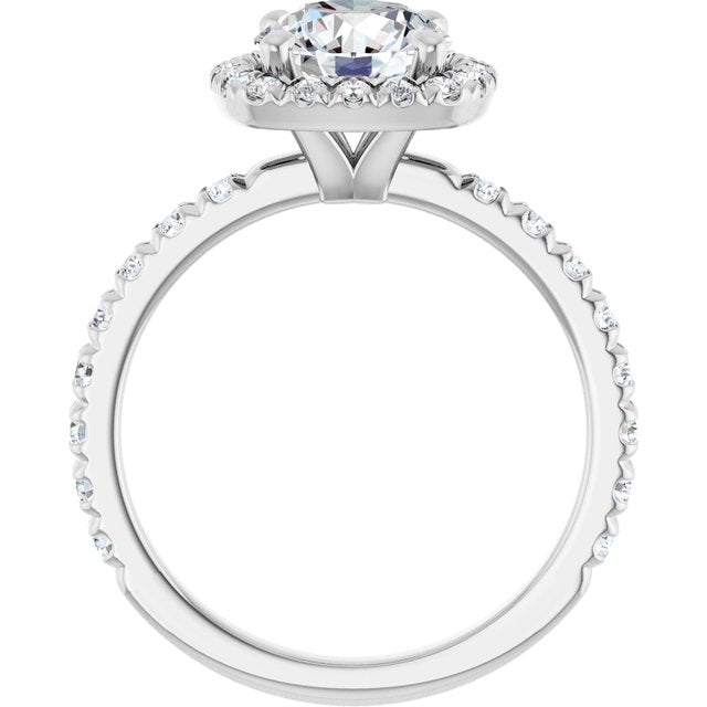 KRISTIANA Halo Round Engagement Ring with Shoulder Diamonds - Platinum - View 2